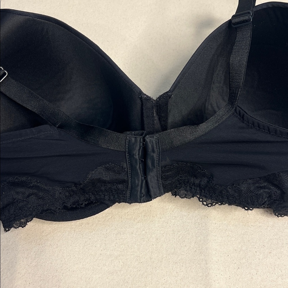 Cacique Black Smooth Boost Plunge Bra 40DDD Sexy Lift Sculpting Lace Trim - Picture 3 of 4